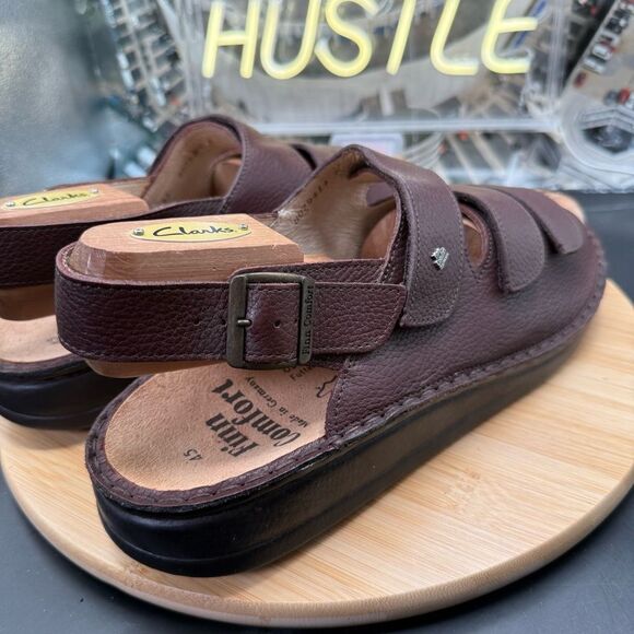 Finn Comfort Sylt Sandals Men 45 Leather Triple Strap Slingback Made in Germany main image 4
